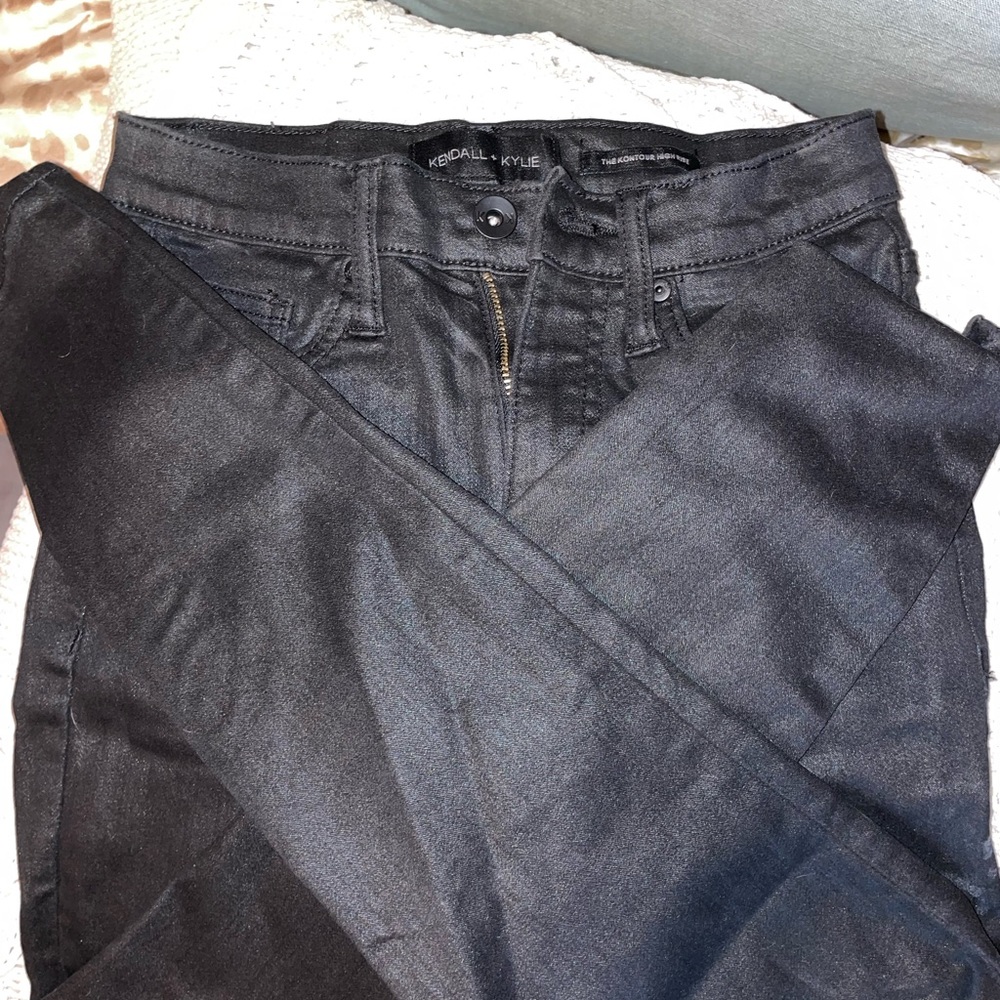 Kendall + Kylie - black faux leather skinny jeans - small 3/26 kontour high rise